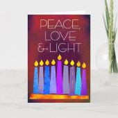 Rode Chanoeka Blauwe Boho Kaarsen Vrede Liefde Lic Feestdagen Kaart (Voorkant)