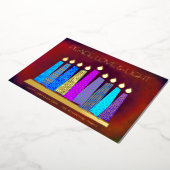 Rode Chanoeka Kaarsen Vrede Liefde Licht Echt Goud Folie Feestdagenkaart (Gedraaid)