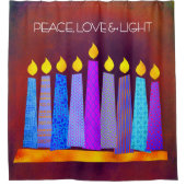 Rode Chanoeka Kaarsen Vrede Liefde Licht Quote vet Douchegordijn (Voorkant)