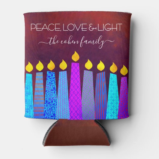 Rode Chanoeka Menorah Kaarsen Vrede Liefde Licht N Blikjeskoeler (Voorkant)