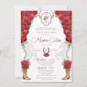 Rode Charro Land Westerne Ranch Stijl Quinceañera Kaart (Voorkant)