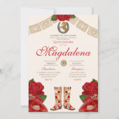 Rode Charro Mariachi Western Roos Quinceanera Kaart (Voorkant)