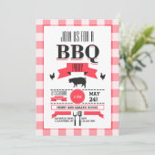 Rode Check BBQ Uitnodiging (Staand voorkant)