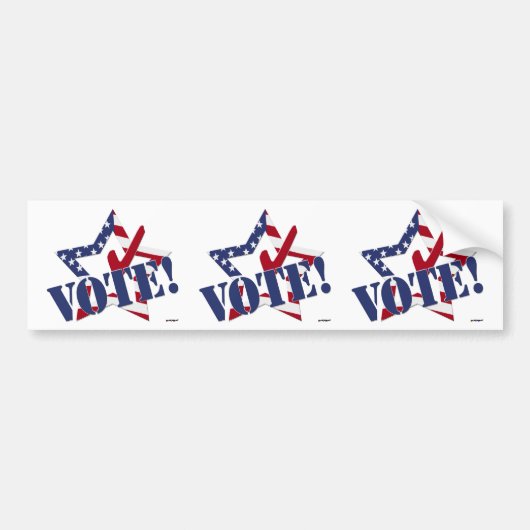 Rode Check Blauwe STEM met VS Vlag Ster Bumpersticker (Voorkant)