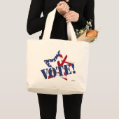 Rode Check Blauwe STEM met VS Vlag Ster Grote Tote Bag (Voorkant (product))