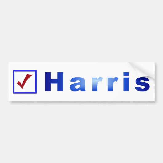 Rode check in blauwe doos voor Harris bumper stick Bumpersticker (Voorkant)