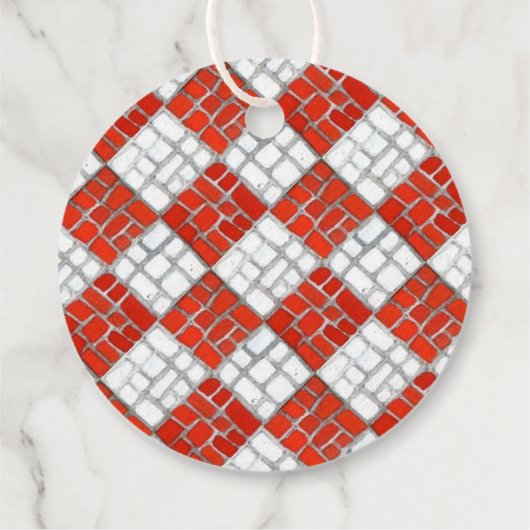 RODE CHECK MOZAÏEK 2" Rond Garen Labels (Achterkant)