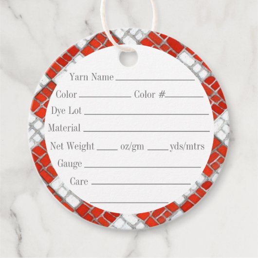 RODE CHECK MOZAÏEK 2" Rond Garen Labels (Voorkant)