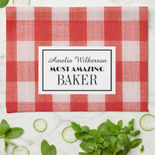 Rode check naam van bakker Keukendoeken Theedoek