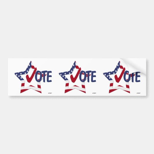 Rode Check STEM met Amerikaanse vlag Ster Bumpersticker (Voorkant)