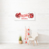 Rode Cheer Persoonlijke Naam Verjaardagsfeestje Spandoek (Insitu)