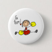 Rode Cheerleader Ronde Button 5,7 Cm (Voorkant)