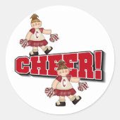 Rode Cheerleader Ronde Sticker (Voorkant)