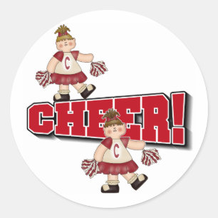 Rode Cheerleader Ronde Sticker