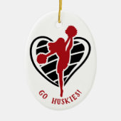 Rode Cheerleader Team Name Ceramic Ornament (Voorkant)