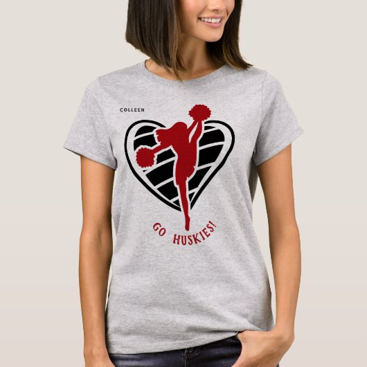 Rode Cheerleader Team Name T-Shirt (Voorkant)