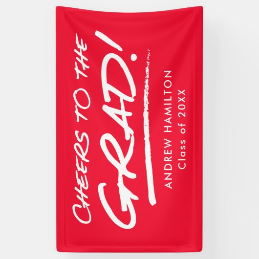 Rode Cheers voor het Afstudeerder Gepersonaliseerd Spandoek (Verticaal)