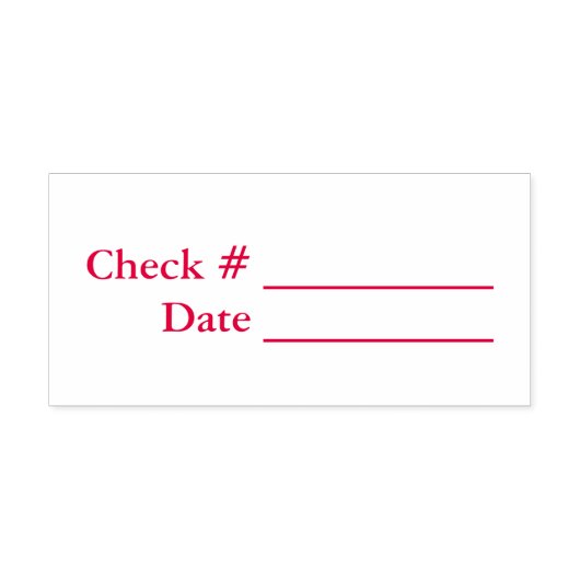 Rode cheque #, Datum Zelfinktende Stempel (Design)