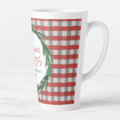 Rode cheque en aquarel krans Kerstmis Latte Mok (Rechts)