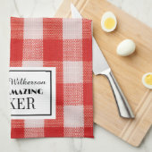Rode cheque naam van bakker Keuken Handdoeken (Quarter Fold)