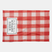 Rode cheque naam van bakker Keuken Handdoeken (Horizontaal)