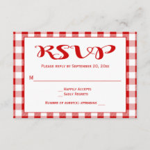 Rode cheques RSVP bruiloft, partij Gingham Plaid