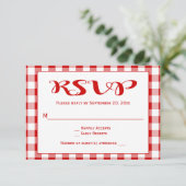 Rode cheques RSVP bruiloft, partij Gingham Plaid (Staand voorkant)
