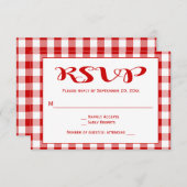Rode cheques RSVP bruiloft, partij Gingham Plaid (Voorkant / Achterkant)