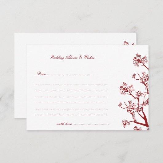 Rode Cherry Blossom Oriental Weddenschap Kaarten (Voorkant / Achterkant)