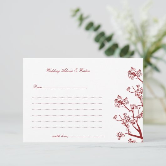 Rode Cherry Blossom Oriental Weddenschap Kaarten (Staand voorkant)