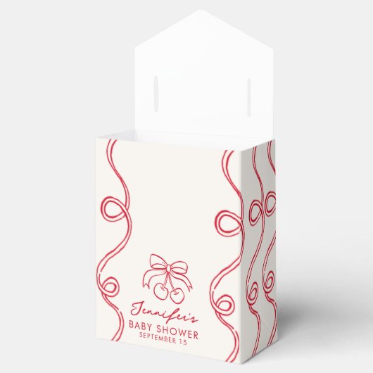 Rode Cherry Cupcake Roze Meisje Baby shower Bedankdoosjes (Geopend)