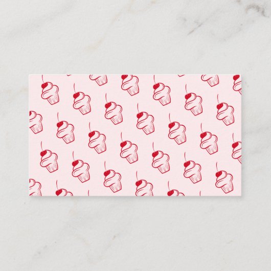 Rode Cherry Cupcake Roze Meisje Baby shower Informatiekaartje (Achterkant)