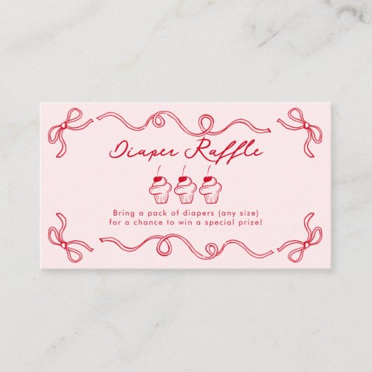 Rode Cherry Cupcake Roze Meisje Baby shower Informatiekaartje (Voorkant)