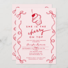 Rode Cherry Cupcake Roze Meisje Baby shower