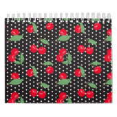 Rode Cherry Fruit Green Leaves Black White Stippen Kalender (Hoes)
