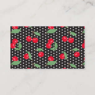 Rode Cherry Fruit Green Leaves Black White Stippen Visitekaartje