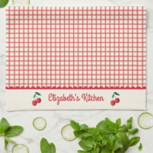  Rode Cherry Gingham Patroon Keuken
