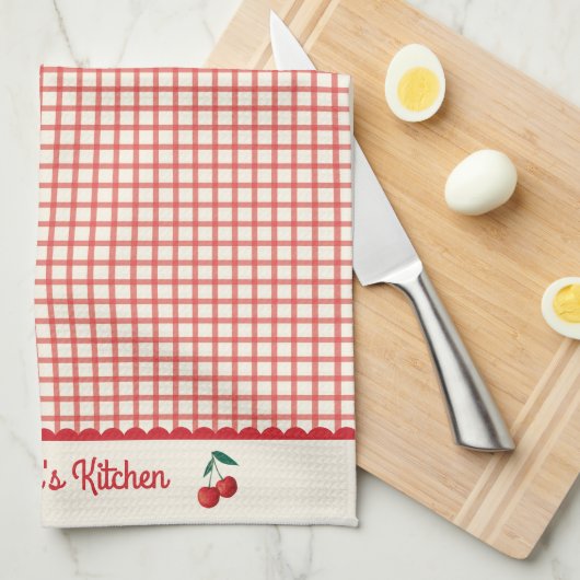  Rode Cherry Gingham Patroon Keuken Theedoek (Quarter Fold)