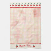  Rode Cherry Gingham Patroon Keuken Theedoek (Verticaal)
