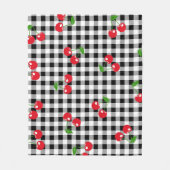 Rode Cherry Gingham Zwart & Wit Geruit Gezellig Fleece Deken (Voorkant)