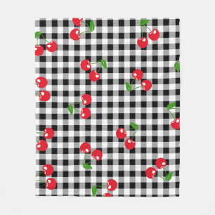 Rode Cherry Gingham Zwart & Wit Geruit Gezellig Fleece Deken