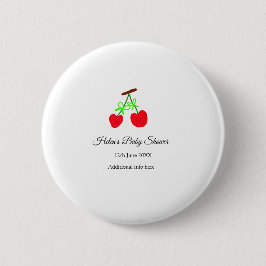 rode Cherry groene boog naam datum toevoegen baby  Ronde Button 5,7 Cm