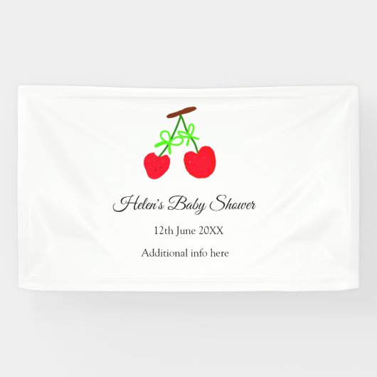 rode Cherry groene boog naam datum toevoegen baby  Spandoek (Horizontaal)