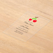 rode Cherry groene boog toevoegen QR baby shower Acryl Uitnodigingen (Laagn)