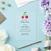 rode Cherry groene boog toevoegen QR baby shower Acryl Uitnodigingen (Insitu (Huwelijk))