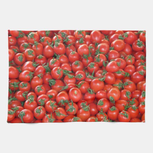 Rode cherrytomaten patroon theedoek (Horizontaal)