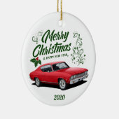 Rode Chevelle Muscle Kerst voor 2020 Keramisch Ornament (Rechts)