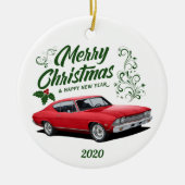 Rode Chevelle Muscle Kerst voor 2020 Keramisch Ornament (Voorkant)