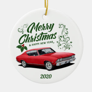Rode Chevelle Muscle Kerst voor 2020 Keramisch Ornament