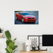 Rode Chevrolet Camaro 2013 Poster (Thuiskantoor)